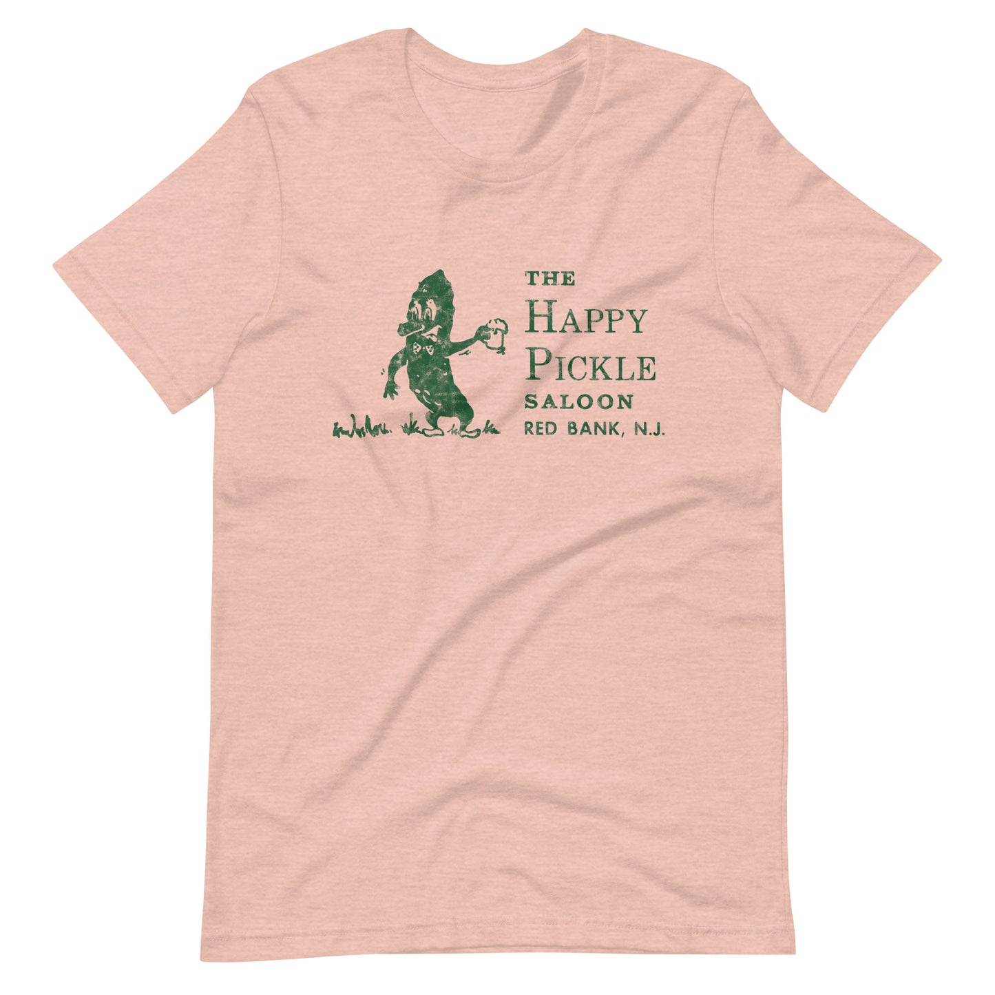 The Happy Pickle Saloon - RED BANK - Unisex t-shirt Heather Prism Peach