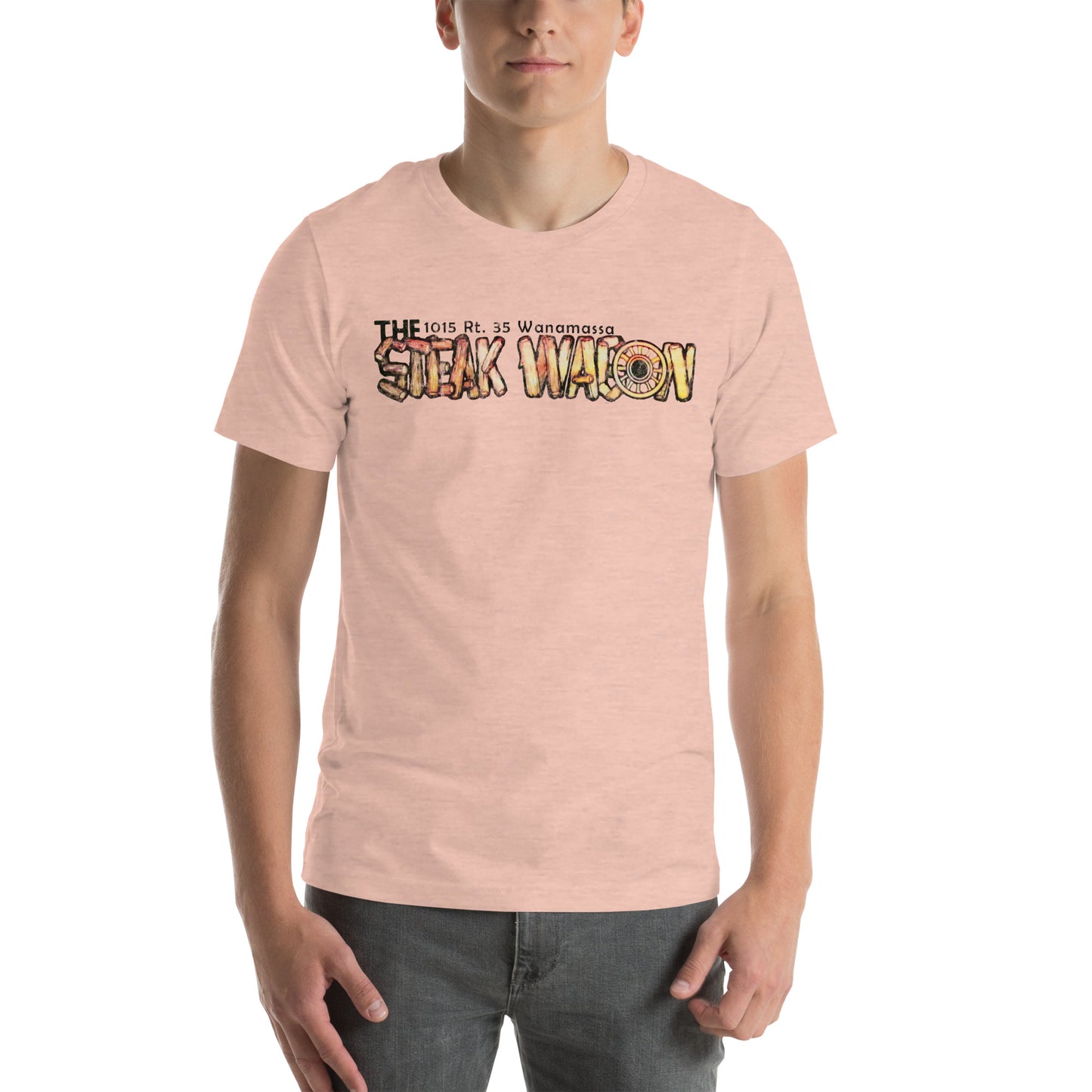 The Steak Wagon - WANAMASSA - Unisex t-shirt Heather Prism Peach