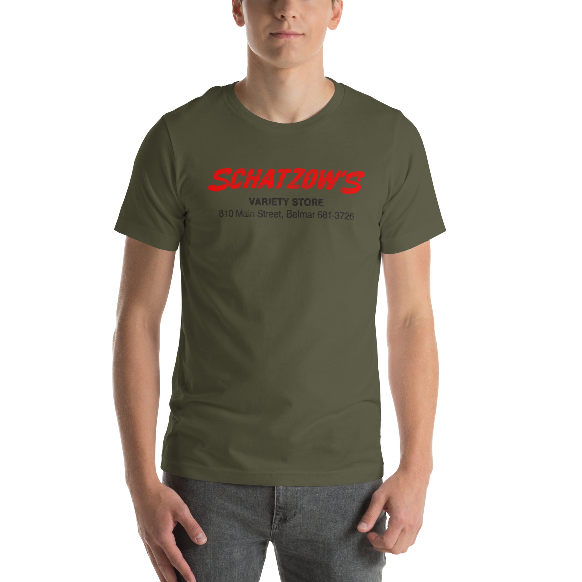 Schatzow's Variety Store - BELMAR - Unisex t-shirt Military Green