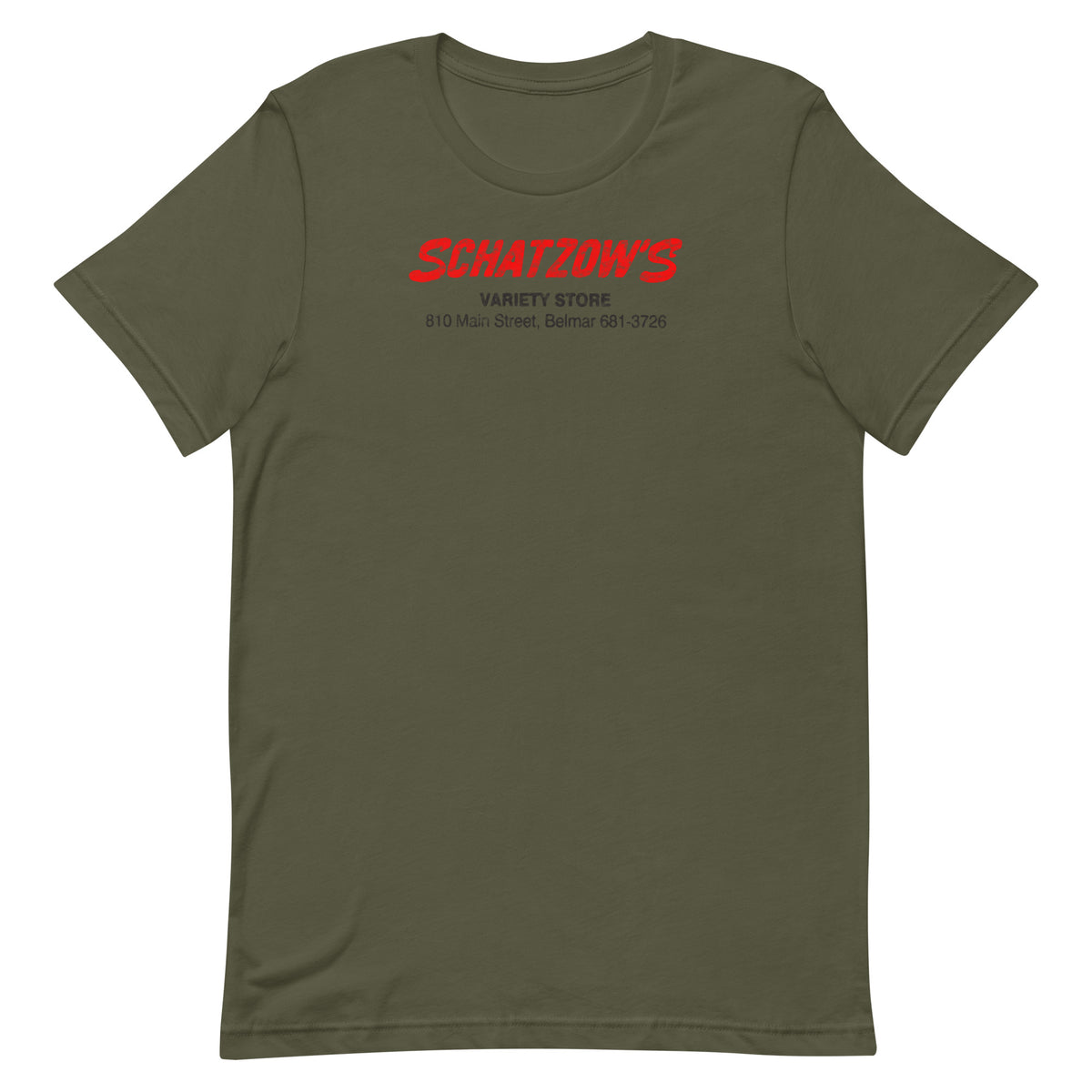 Schatzow's Variety Store - BELMAR - Unisex t-shirt Military Green