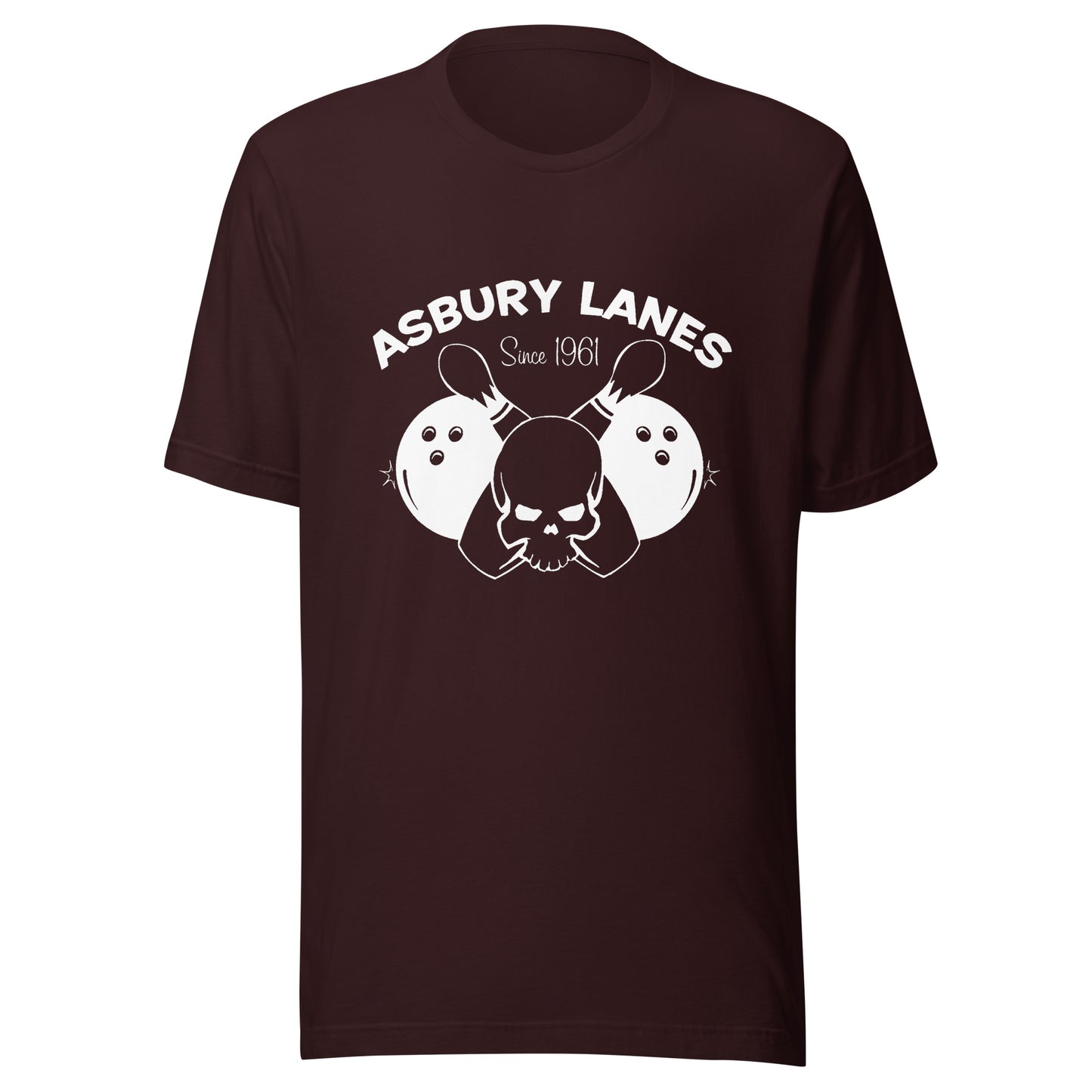 "Original" Asbury Lanes (White Logo) - ASBURY PARK - Unisex t-shirt Oxblood Black