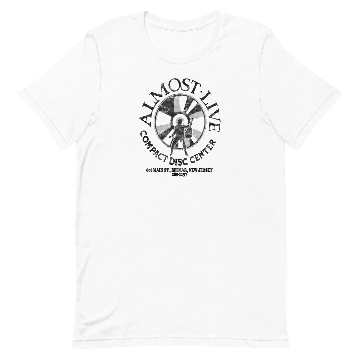 Almost Live Compact Disc Center - BELMAR - Unisex t-shirt White