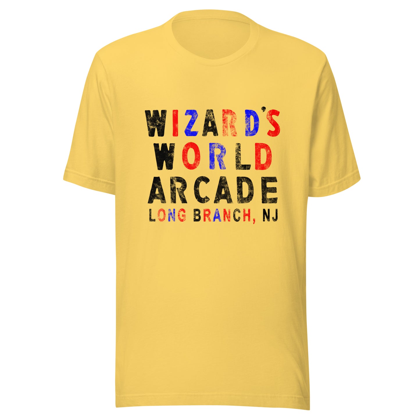 Wizard's World Arcade - LONG BRANCH - Unisex t-shirt Yellow