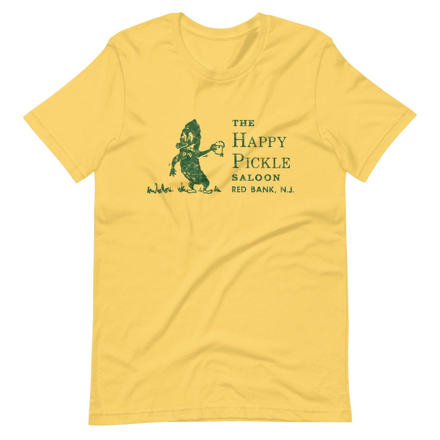 The Happy Pickle Saloon - RED BANK - Unisex t-shirt Yellow