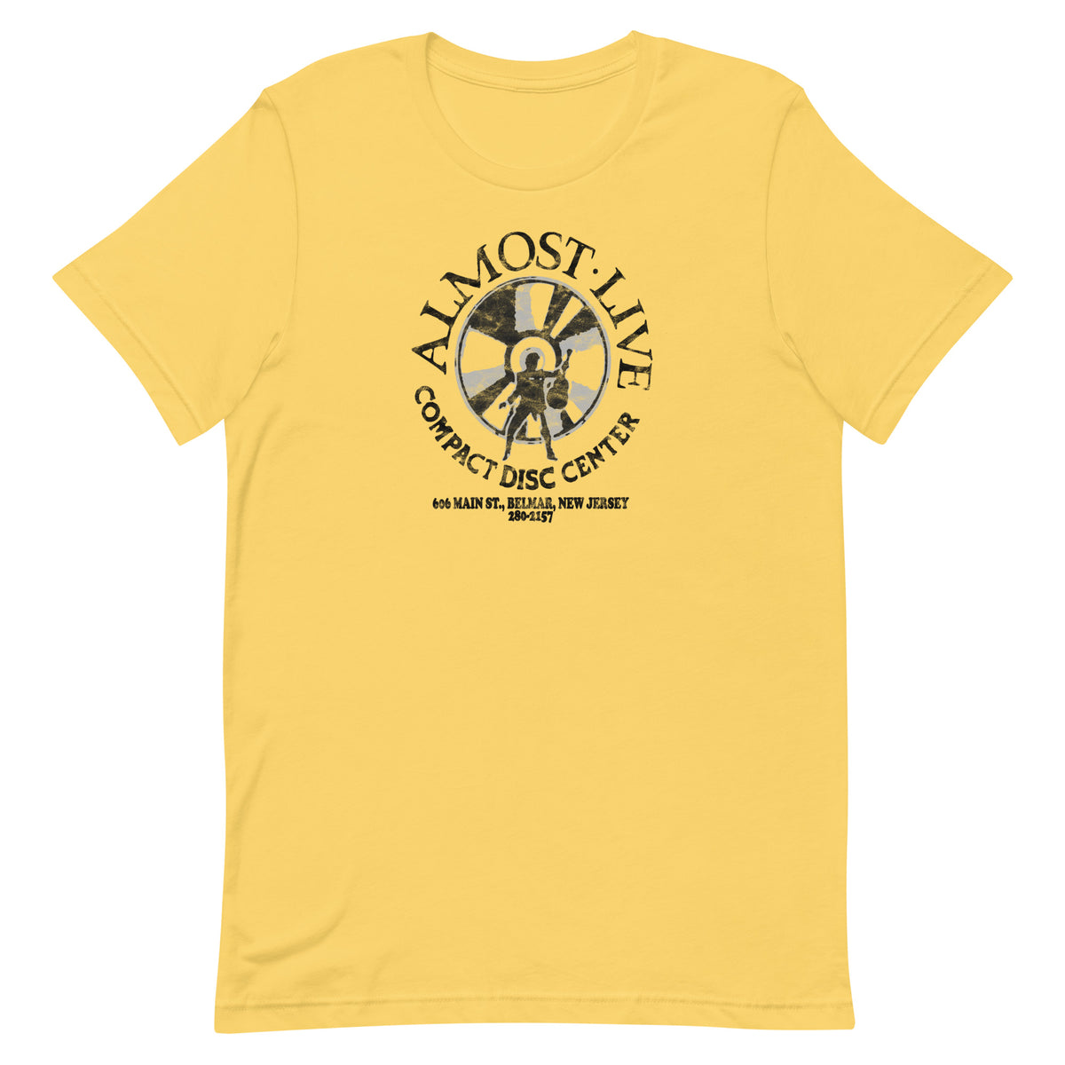 Almost Live Compact Disc Center - BELMAR - Unisex t-shirt Yellow