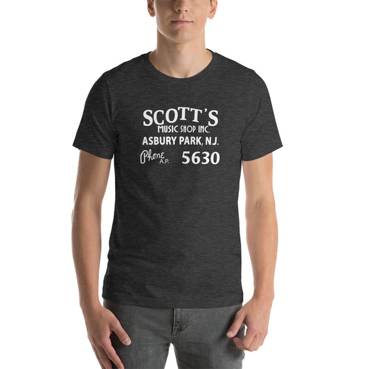 Scott's Music Shop - ASBURY PARK - Short-Sleeve Unisex T-Shirt Dark Grey Heather